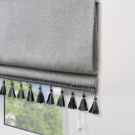 Римская штора с бахромой, Валенсия цвет серый