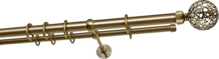 Карниз 2-х рядный гладкий ∅20/16мм, бронза, 400 см, ШарАжур