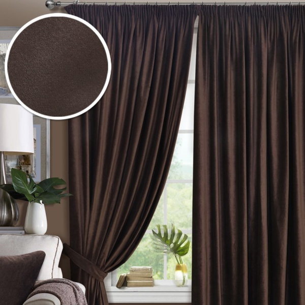 Комплект штор на тесьме "Pudra" 200х270 коричневый темный