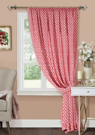 Штора на тесьме 220х270 см Lubawa с подхватом цвет красный