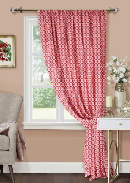 Штора на тесьме 220х270 см Lubawa с подхватом цвет красный