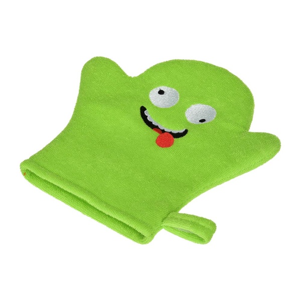 Мочалка варежка для нежной и чувствительной кожи "Монстрик", 19х18 см, soft, для бани и сауны, "Банные штучки"