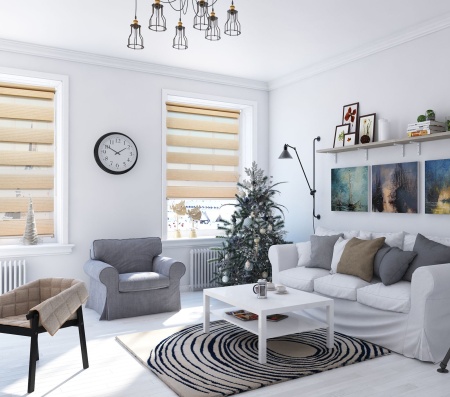 Рулонные шторы день ночь УЮТ Люрекс цвет ваниль