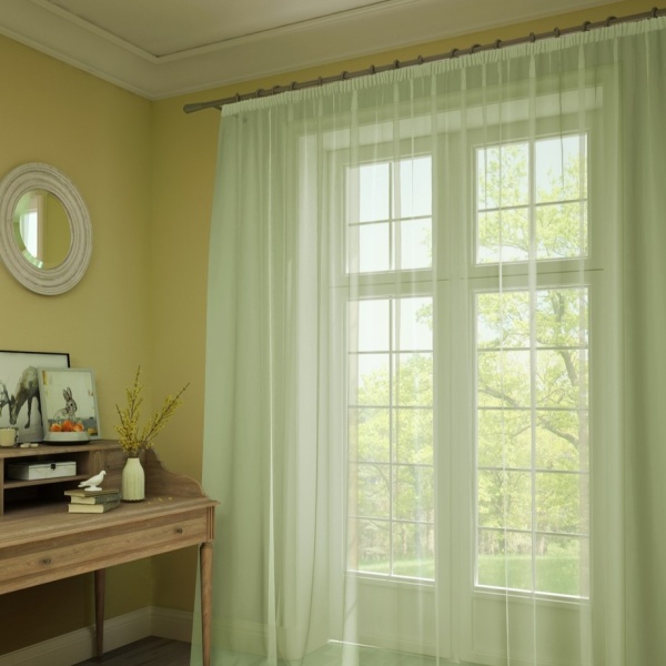 Тюль на тесьме 600х287 см Nina цвет зеленый