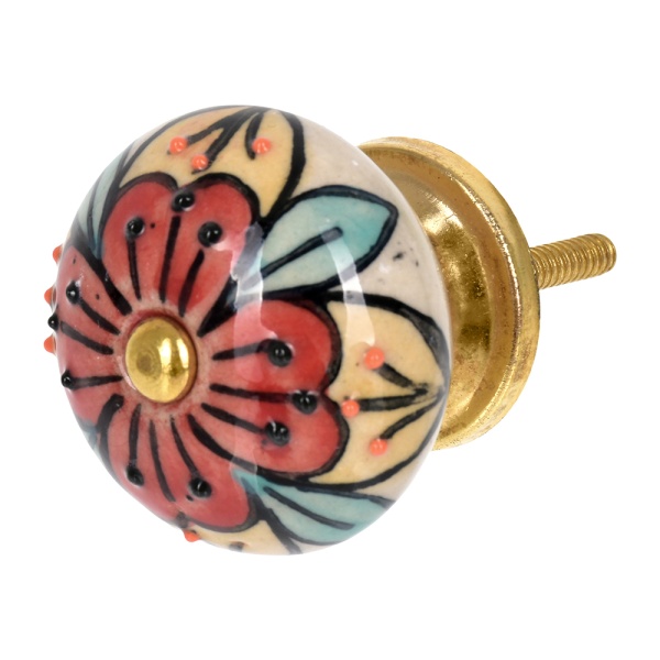 Ручки керамические для мебели Марокканский узор ручная роспись цвет разноцветныйй (6 шт)