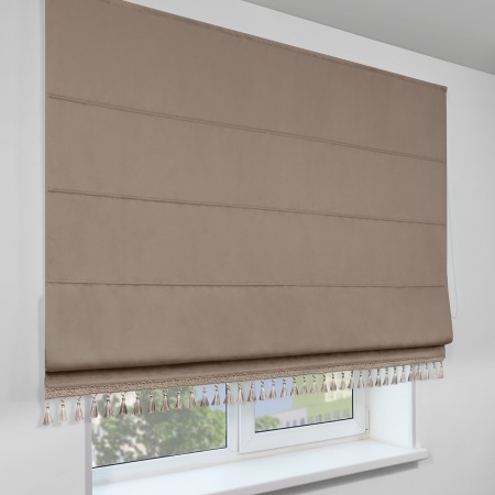 Римская штора с бахромой, Флавия Blackout на цепочном механизме, цвет бежевый