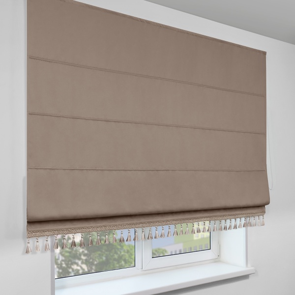 Римская штора с бахромой, Флавия Blackout на ЦМ, цвет бежевый