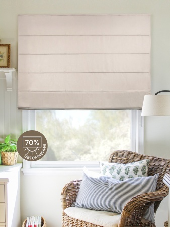 Римская штора Шанталь блеск на веревочном механизме светло-бежевый