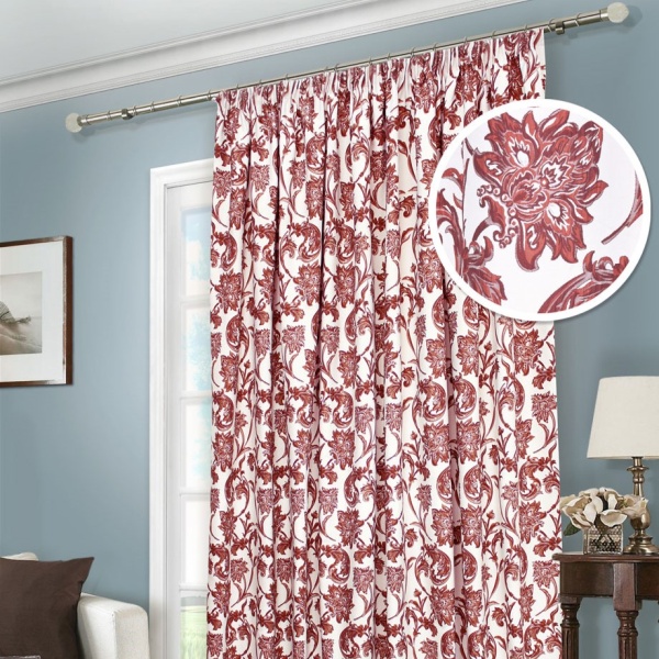 Штора на тесьме, "Ramo" 296х270 красный