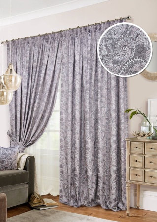 Комплект штор на тесьме "Samira" 2 шт 200х270, тюль 450х270 серый