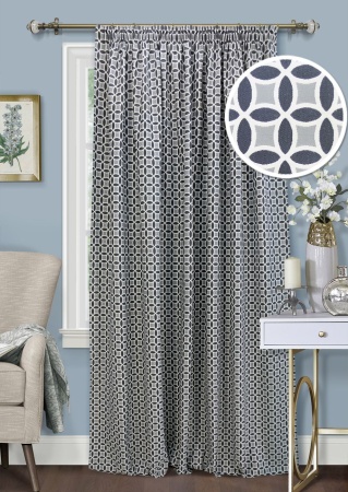 Штора на тесьме 220х270 см Lubawa с подхватом цвет синий