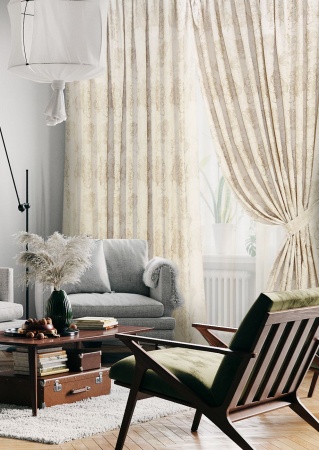 Комплект штор на тесьме "Rapsodia - S" 2 шторы 276х270, тюль 600х270 беж