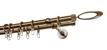 Карниз 2-х рядный гладкий ∅20/16мм, бронза, 400 см, Орбита