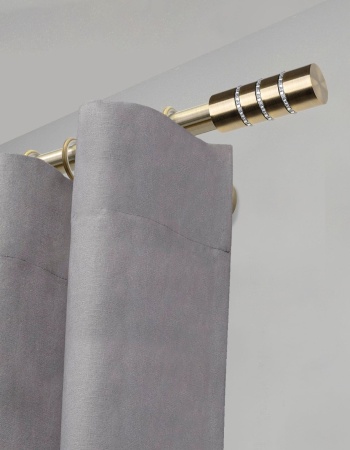 Карниз комплектный 1 ряд, металл, 25мм, латунь, 350см, Цилиндр со стразами