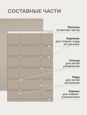 Римская штора БЕЗ КАРНИЗА, Шанталь Блеск бежевый