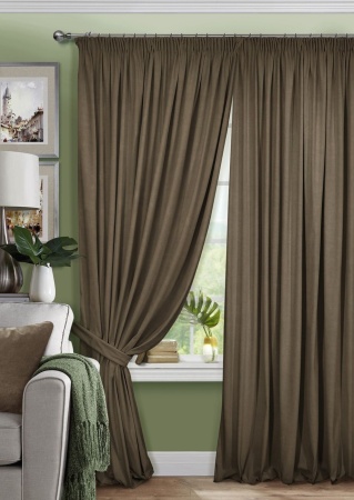 Комплект штор на тесьме "Pudra" 200х270 серо-коричневый