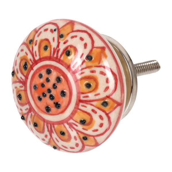 Ручки керамические для мебели Подсолнух оранжевый ручная роспись цвет разноцветный (6 шт)