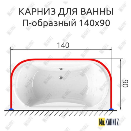 Карниз для ванны П-образный 140х90 Усиленный 25 мм