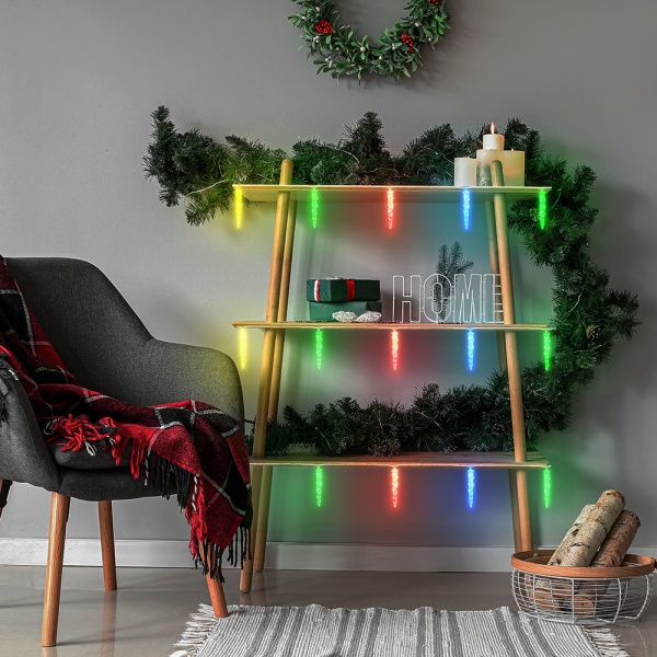 Электрогирлянда светодиодная Vegas Нить Сосульки мультиколор 1.5 м