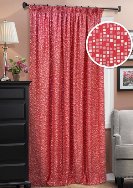 Портьера на тесьме "Domino" 220х270 красный