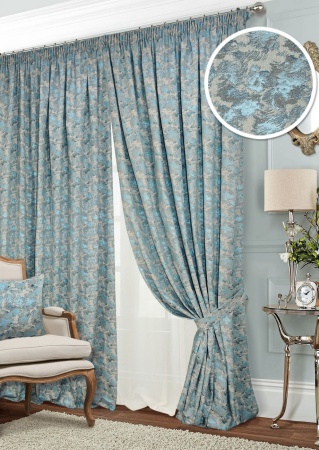 Комплект штор на тесьме "Fog" 2 шт 200х270, тюль 450х270 синий