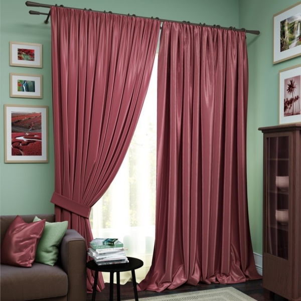 Комплект штор "Avery" 2 шторы 220х270, тюль 450х270 красный