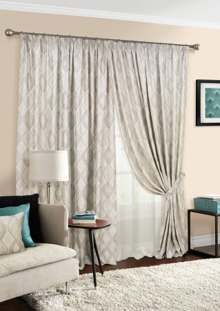 Комплект штор на тесьме "Allegro" 2 шторы 200х270, тюль 450х270 беж