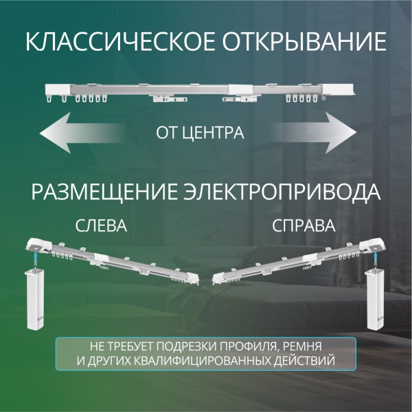 Умный телескопический электрокарниз 180-310см Zigbee Roximo