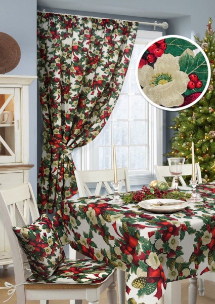 Штора на тесьме "Рождество" 136х175