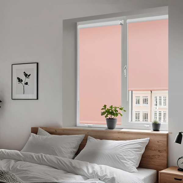 Рулонные шторы на окна 37х170 см Эскар блэкаут LUX цвет пудровый Рулонные шторы на окна 37х170 см Эскар блэкаут LUX цвет пудровый