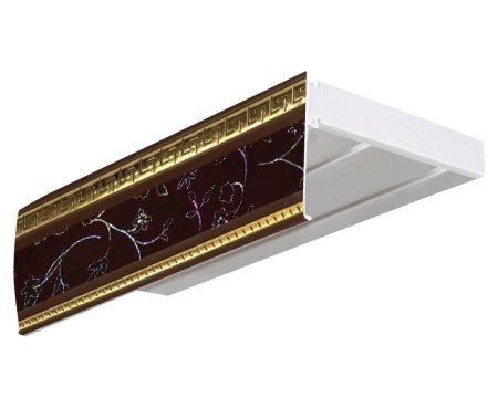 Карниз эконом+ в сборе 2-х рядный, "антик" инкрустация бордо