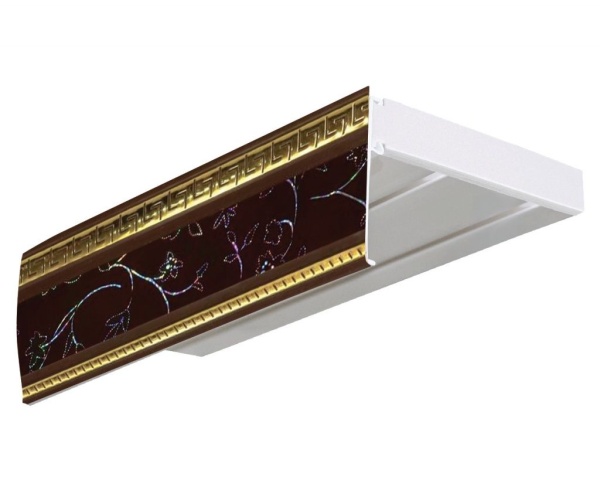 Карниз эконом+ в сборе 2-х рядный, "антик" инкрустация бордо