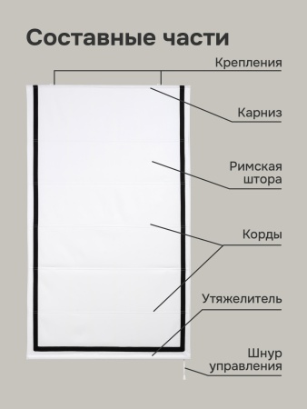 Римская штора Калипсо блэкаут с кантом, цвет белый