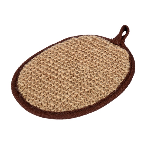 Мочалка из рами, овальная с хлопком, 11х16 см, medium, для бани и сауны "Банные штучки"