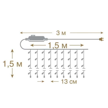 Электрогирлянда светодиодная Vegas Занавес мультиколор 1.5 м