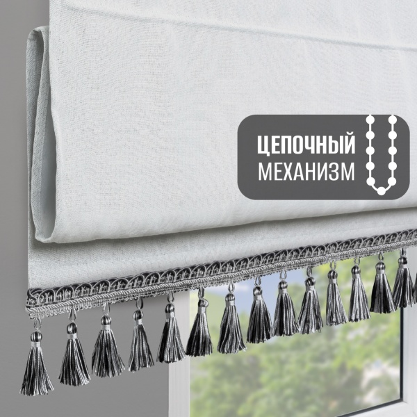 Римская штора на цепочном механизме Антерас-Люкс, цвет белый