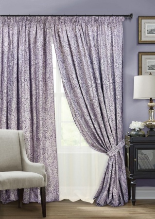 Комплект штор на тесьме "Stone" 2 шторы 200x270, тюль 450х270 фиолетовый