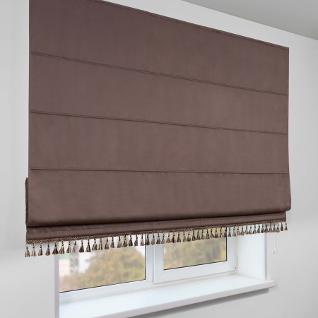 Римская штора с бахромой, Фортуна Blackout на ВМ, цвет коричневый