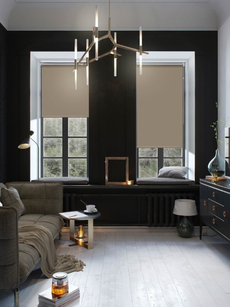 Рулонная штора блэкаут жалюзи на окна рулонные блэкаут отражающий, темно-бежевый