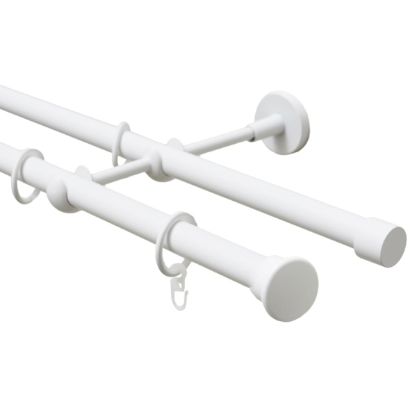 Карниз 20 мм двухрядный с наконечником КНОПКА белый-мат