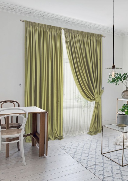 Комплект штор "Lindor-SH" 2 шт 220х270, тюль 450х270 зеленый