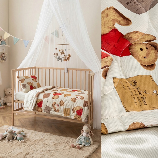 Комплект покрывало Мишутка 80х120 см, 1 наволочка 40х40 см, цвет бежевый