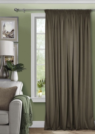 Штора на тесьме 250х300 Pudra с подхватом цвет бежево-коричневый