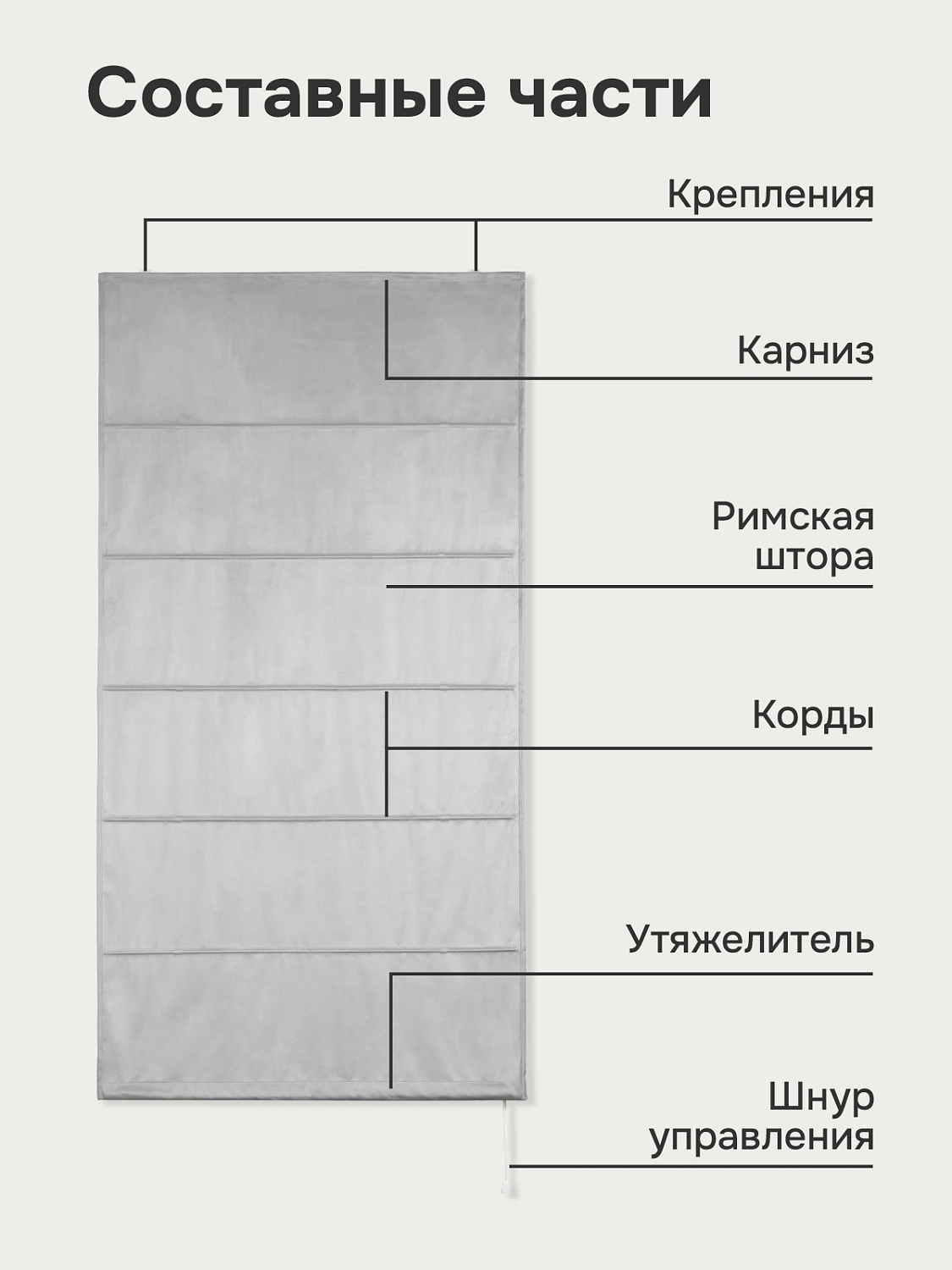 Римская штора "Милфид", Веревочный механизм, цвет серый 