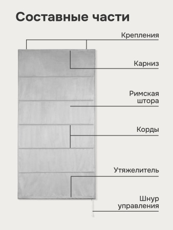 Римская штора "Милфид", Веревочный механизм, цвет серый 