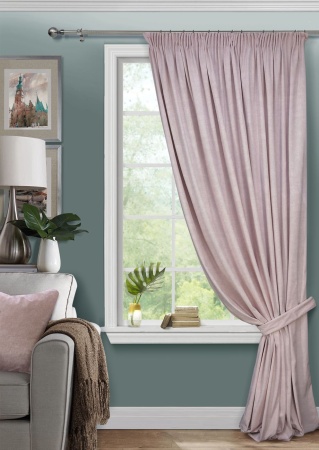 Штора на тесьме 200х270 Pudra с подхватом цвет нежно-розовый