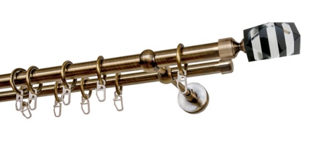 Карниз 2-х рядный гладкий ∅20/16мм, бронза, 400 см, Карамель Карниз 2-х рядный гладкий ∅20/16мм, бронза, 400 см, Карамель