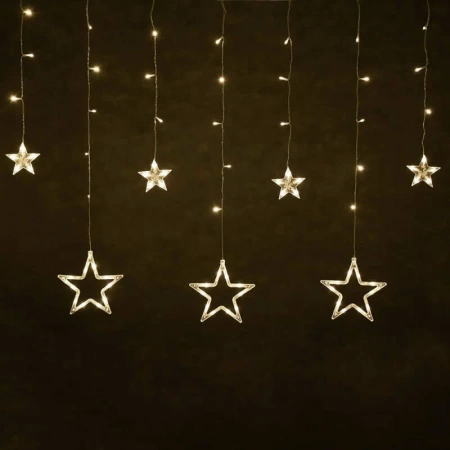 Электрогирлянда светодиодная Vegas Бахрома с звёздочками теплый 2 м