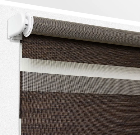 Рулонные шторы день ночь Канзас цвет тёмно-каштановый