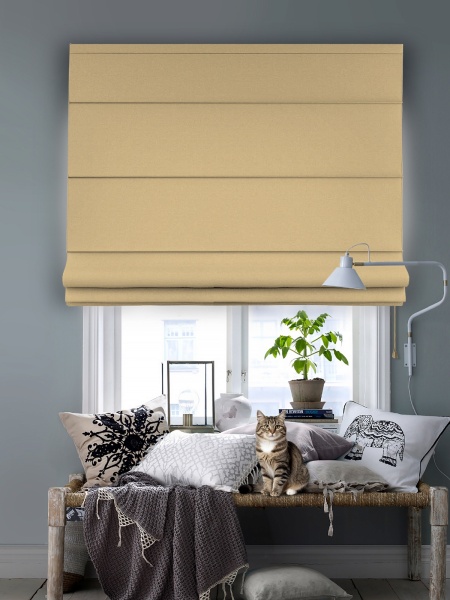 Римская штора на верёвочном механизме, Blackout, цвет ваниль